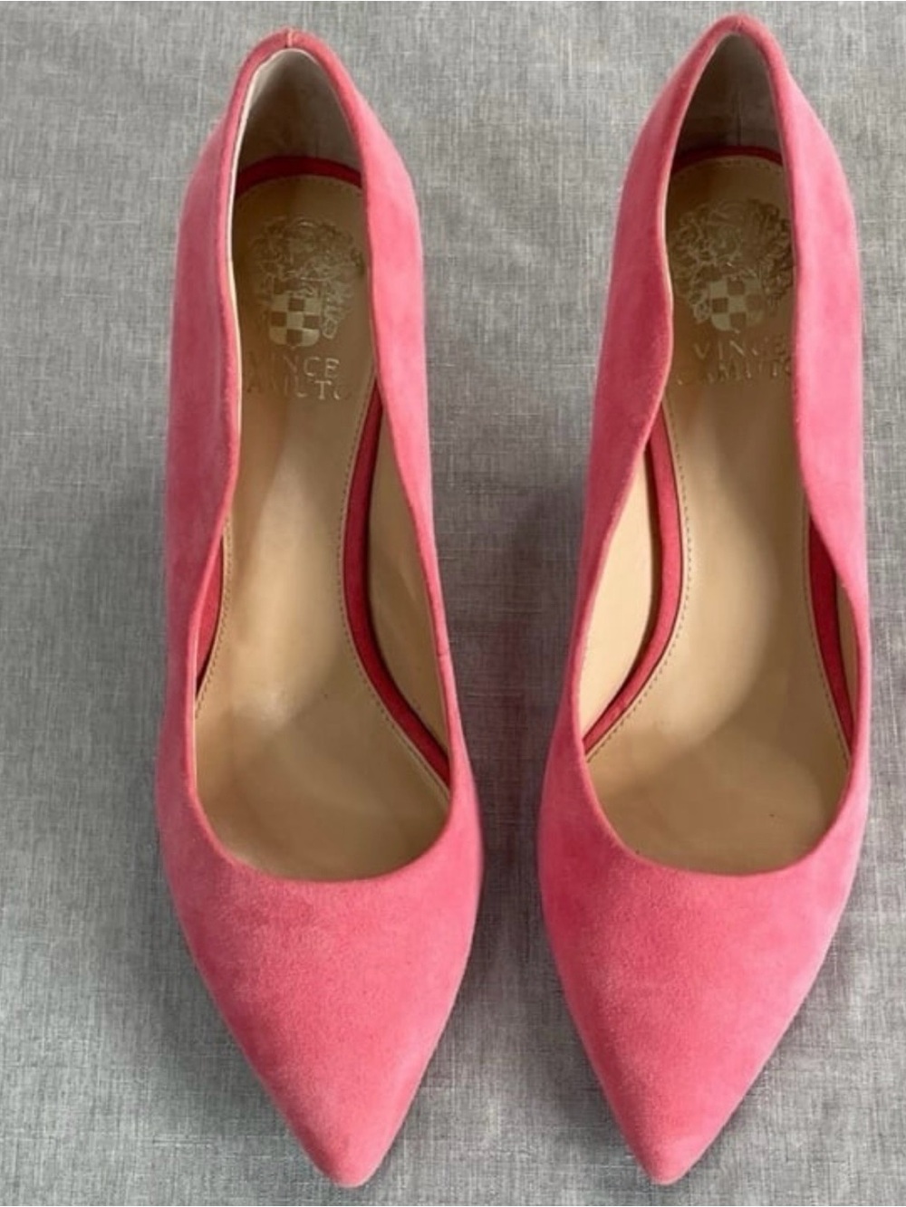 Vince Camuto Coral Pink Suede Pointed Toe Pumps